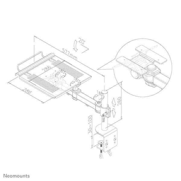 NewStar NOTEBOOK-D100 - Desktop mount til notebook (full-motion) - sort - skærmstørrelse: 10-22