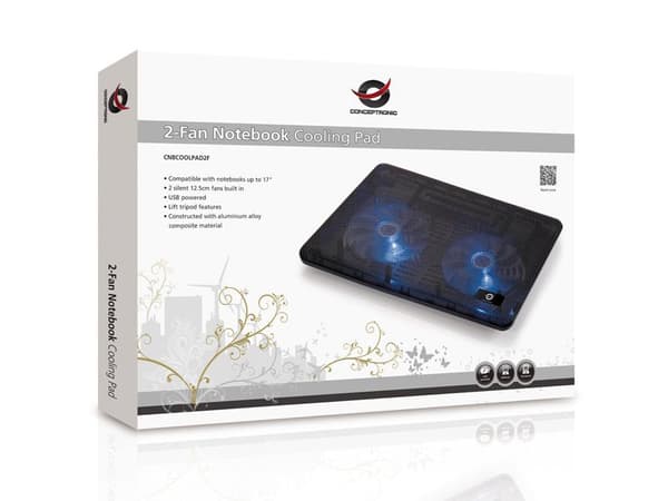 Conceptronic CNBCOOLPAD2F kannettavan tietokoneen jäähdytystyyny 43,2 cm (15,6") Musta