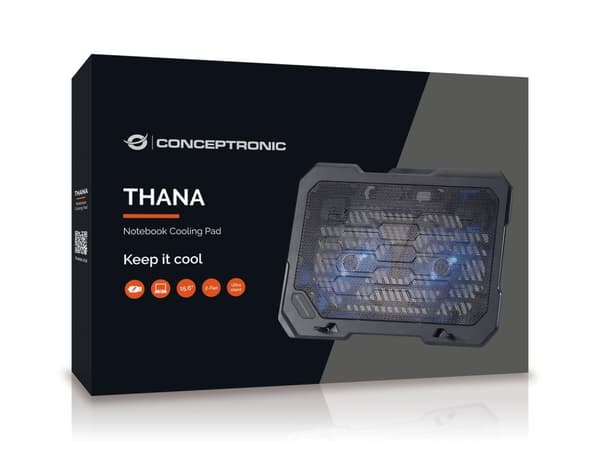 Conceptronic THANA01B kannettavan tietokoneen jäähdytystyyny 39,6 cm (15,6") Musta