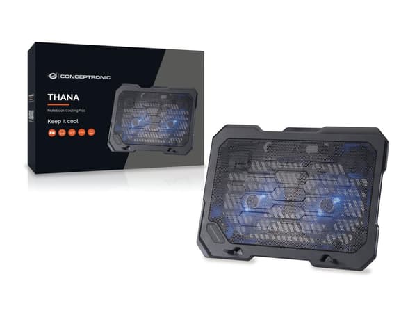 Conceptronic THANA01B kannettavan tietokoneen jäähdytystyyny 39,6 cm (15,6") Musta