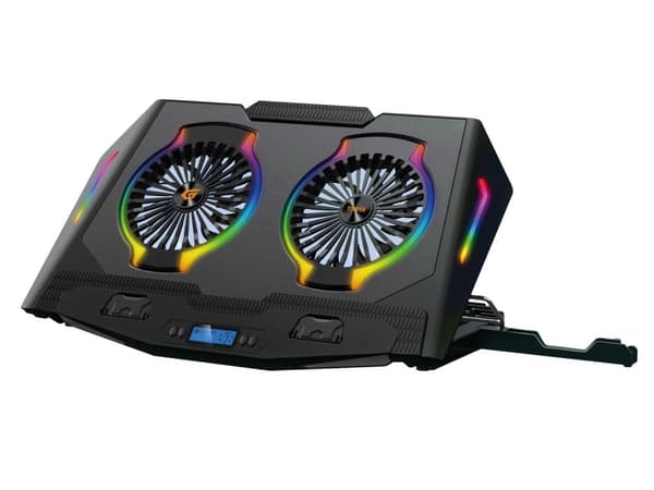 Conceptronic ERGO Gaming - Notebook fan - with 2-port USB 2.0 hub, smartphone stand - 43.2 cm (17") - 125 mm - black Svart
