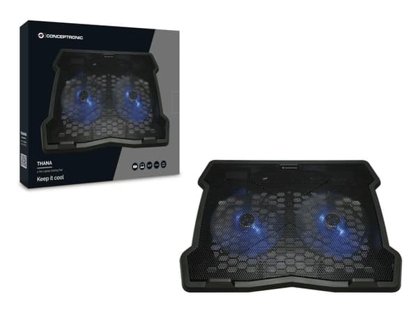 Conceptronic Thana - køleplade til notebook - med 2 blæsere - 39,6 cm (15,6")