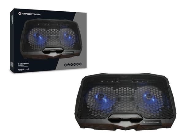 Conceptronic Thana - notebook cooling pad - with 2 fans - 43.2 cm (17")