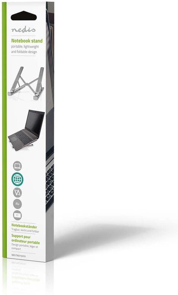 Nedis Notebook Stand - Antal blæsere: 1 - Drevet af USB - Antal vinkler: 2 - 17" - 1500 rpm - LED (NBSTND100SI)