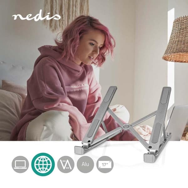 Nedis Notebook Stand - Antal blæsere: 1 - Drevet af USB - Antal vinkler: 2 - 17" - 1500 rpm - LED (NBSTND100SI)