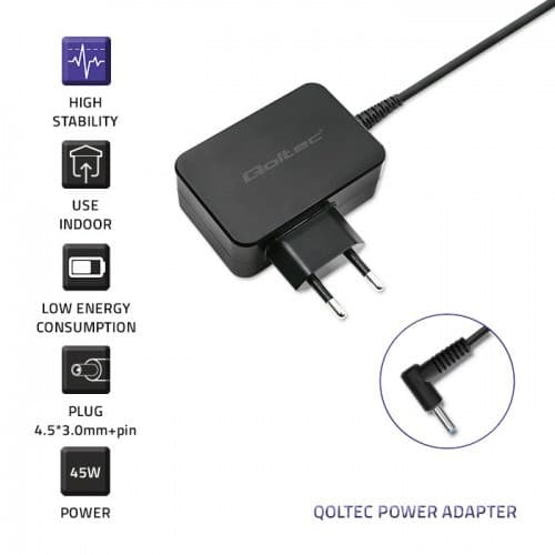 Qoltec 51033 strømadapter/inverter Indendørs 45 W Sort