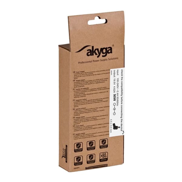 Akyga notebook-strömadapter AK-ND-26 19,5V/4,62A 90W 4,5x3,0 mm + stift HP-strömadapter/växelriktare In