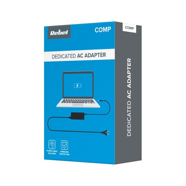 Rebel strömadapter med strömkabel för HP laptop 90 W / 19 V / 4,62 A / 7,4x5,0x12 mm