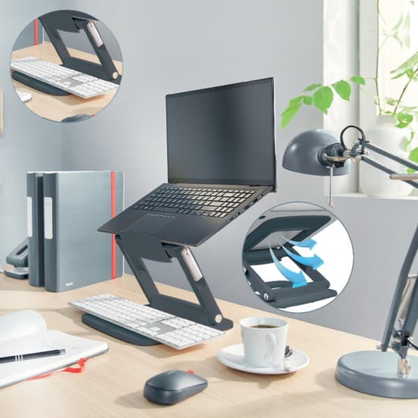 Leitz Ergo bærbar computerstand, grå
