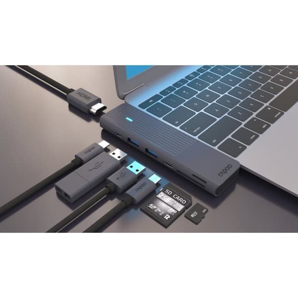 Rapoo 7in2 USB-C Multiport Adapter Svart