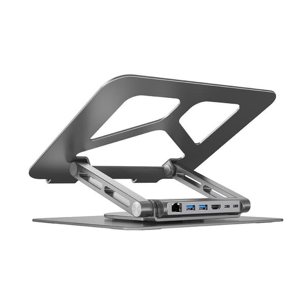 UNITEK LAPTOP STATIV HOPKBART + HUB USB-C HDMI 4K PD Grå