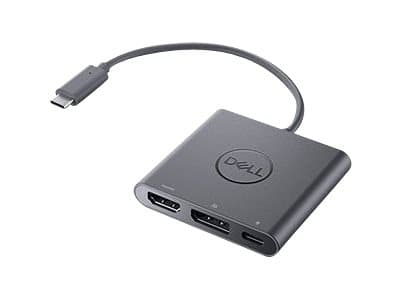 Dell Adapter USB-C to HDMI/DP with Power Pass-Through - Videokort - USB-C hane till HDMI, DisplayPort, USB-C (enbart ström) hona - 18 cm - stöd för 4
