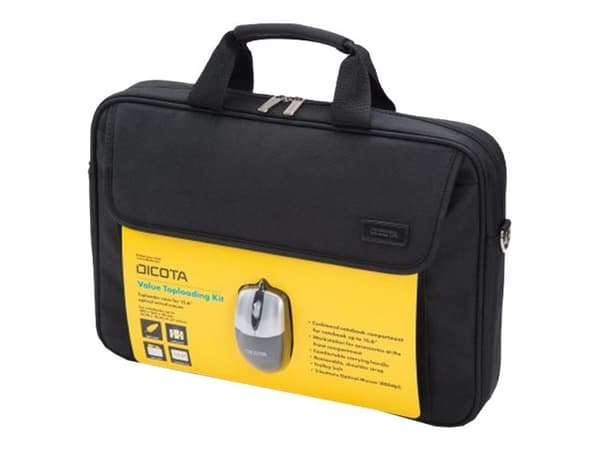 DICOTA Value Toploading Kit - Notebookbæreveske - 15.6" - med optisk USB-mus