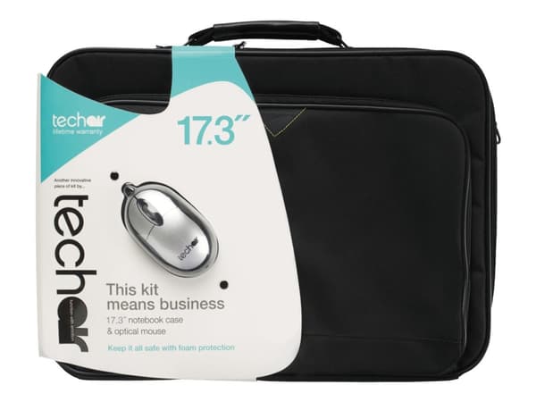 techair TABUN33MV4 - Notebookbæreveske - 17.3" - svart - med optisk USB-mus