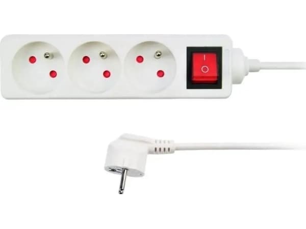 Solight extension lead, 3 sockets, white, 10m