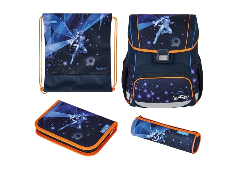 Herlitz Loop Plus Galaxy Game, Pencil pouch, Sport bag, Pennfack, Skolväska, Pojke, Grundskola, Ryggsäck, 16 l, Framficka, Sidoficka