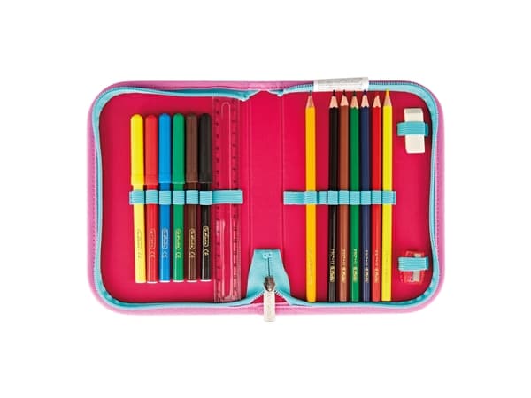 Herlitz SoftLight Plus GreenLine Pink Bubbles, Pencil pouch, Sport bag, Matlåda, Pennfack, Skolväska, Flicka, Grundskola, Ryggsäck, 16 l, Sidoficka