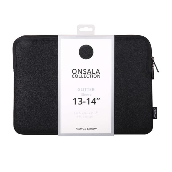 Onsala Computer Sleeve Glitter 13/14" Sort