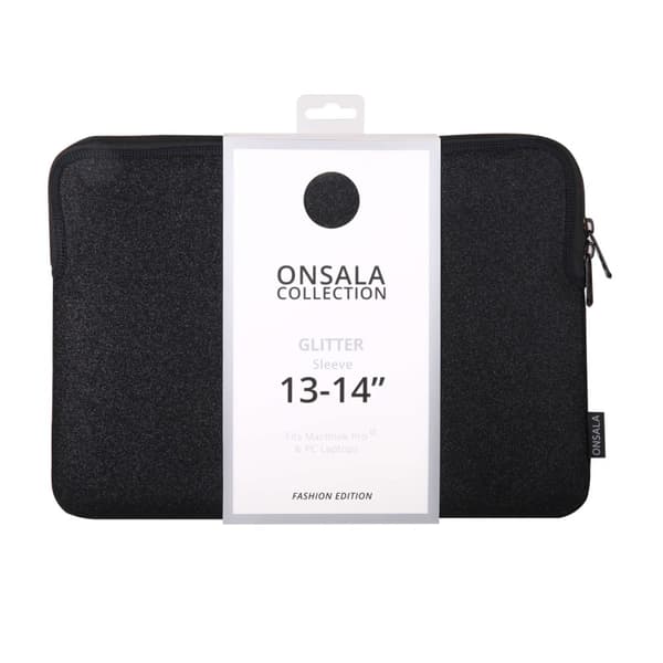 Onsala Computer Sleeve Glitter 13/14" Sort