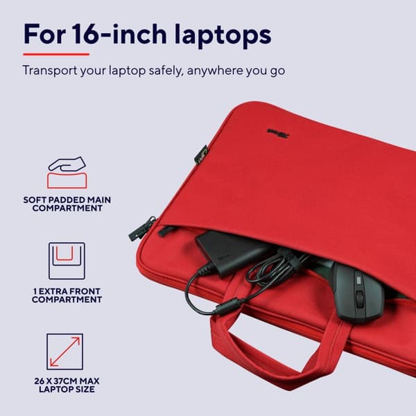 Trust Bologna Laptop-veske 16" miljøvennlig rød