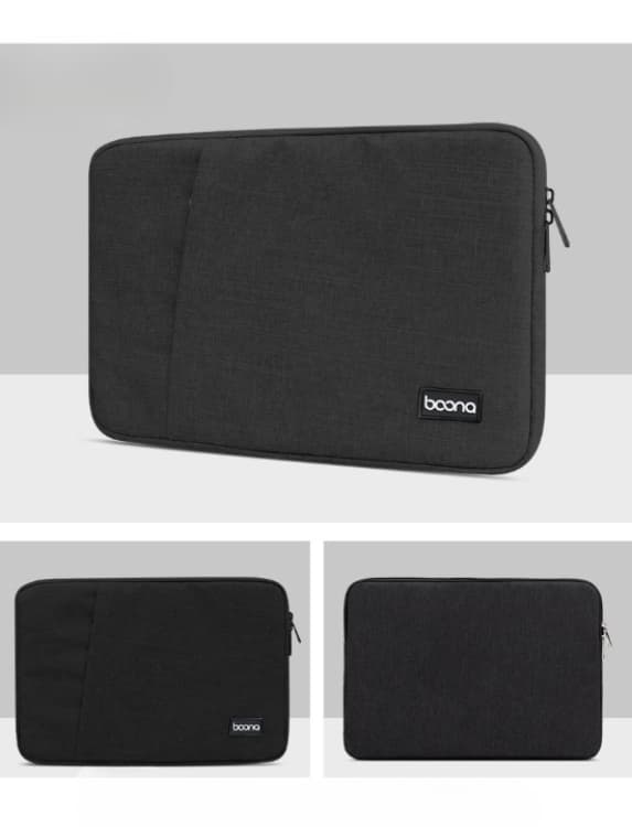 Baona Datorfodral 12" Med Ficka - Svart