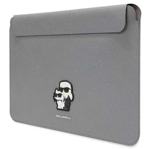 Karl Lagerfeld Datorfodral 16'' Saffiano Karl & Choupette - Silver