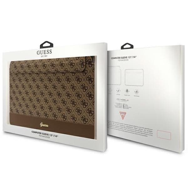 Guess Datorfodral 14" Stripe Metall Logo - Brun