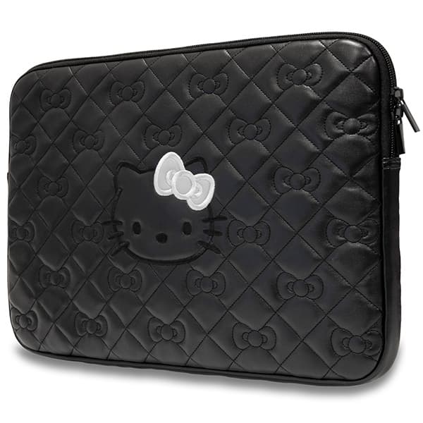 Hello Kitty Datorfodral 14" Zip PU Quilted Bows - Svart