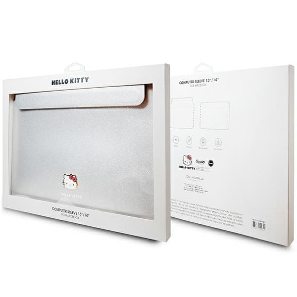 Hello Kitty Datorfodral 14" PU Metal Logo - Silver