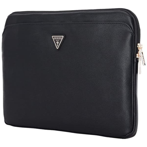Guess Datorfodral 14" Grained Zipper Triangle Logo - Svart