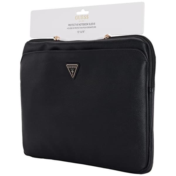 Guess Datorfodral 14" Grained Zipper Triangle Logo - Svart
