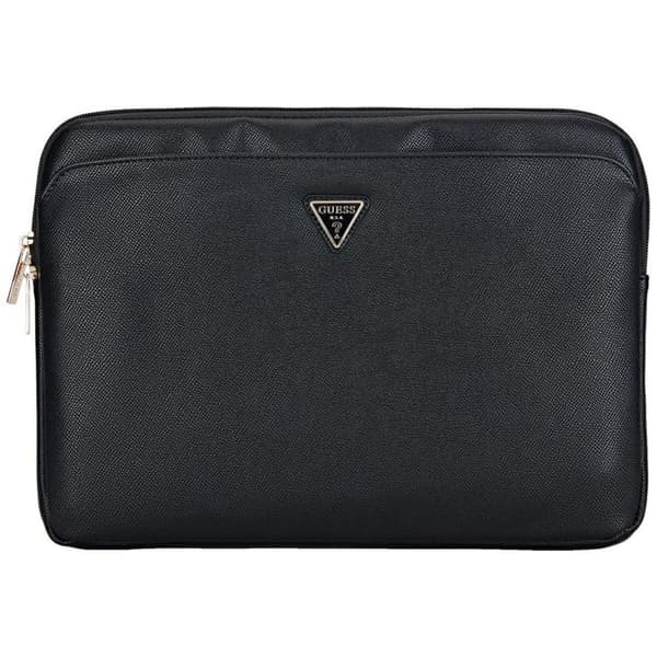 Guess Datorfodral 14" Grained Zipper Triangle Logo - Svart