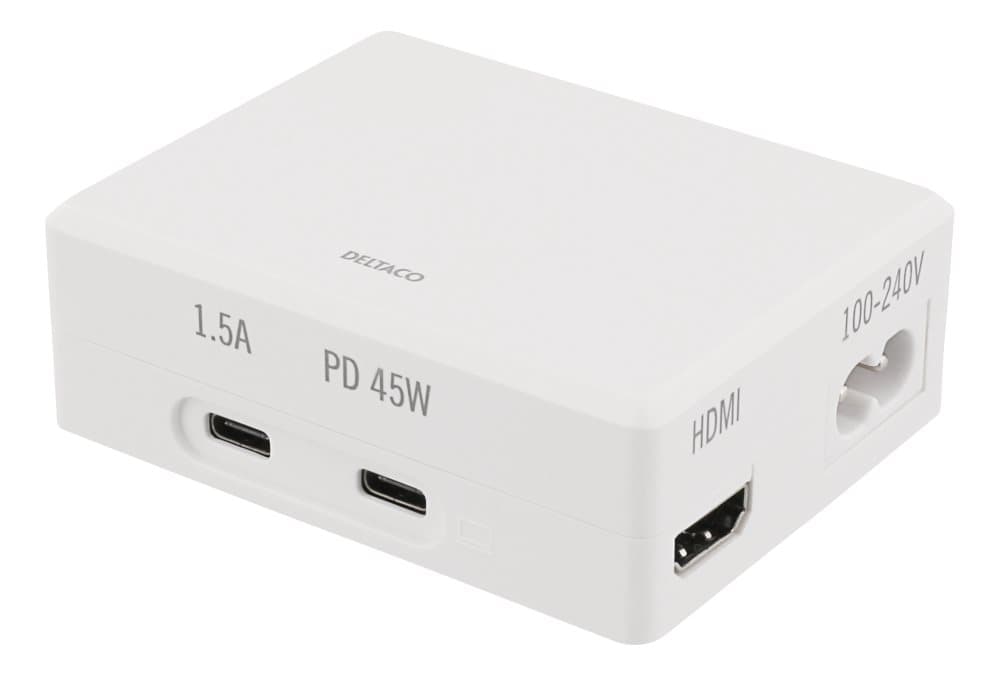 DELTACO USB-C Power hub Docking station, 45W USB-C PD, 4K HDMI, USB 3.