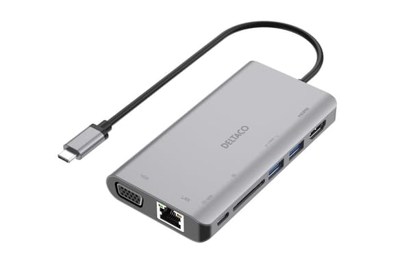 USB-C docking station, HDMI/VGA/2x USB-A space grey