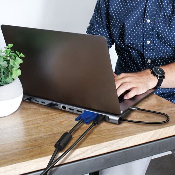 USB-C Dock 11-i-1 HDMI/VGA/RJ45/USB-C 100W