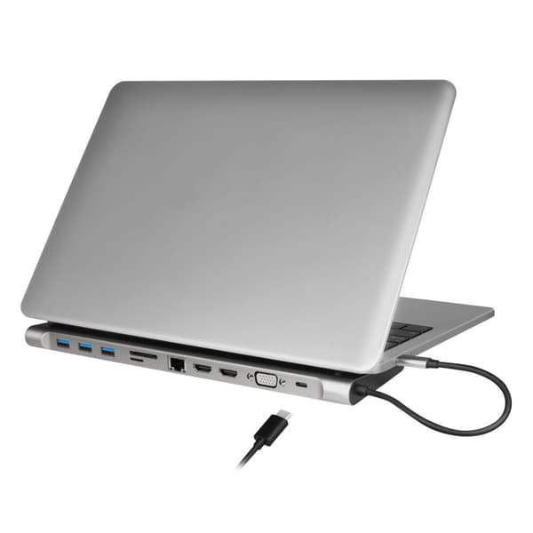 USB-C Dock 11-i-1 HDMI/VGA/RJ45/USB-C 100W