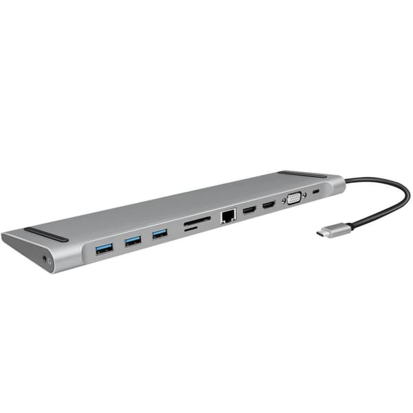 USB-C Dock 11-i-1 HDMI/VGA/RJ45/USB-C 100W