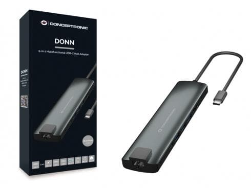 Conceptronic Adapter DONN06G Multifunktionell 9-i-1 USB-C-adapternav