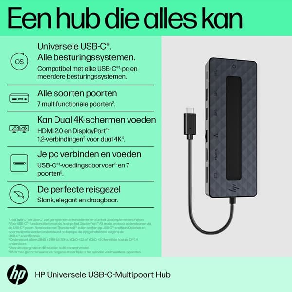 HP Universal USB-C Multiport Hub - dockningsstation - USB-C - HDMI, DP - för Victus by HP Laptop 15, EliteBook 655 G9, ENVY Laptop 16, Pro x360, ProBo