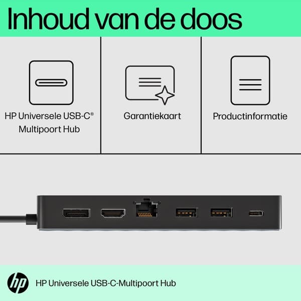 HP Universal USB-C Multiport Hub - dockningsstation - USB-C - HDMI, DP - för Victus by HP Laptop 15, EliteBook 655 G9, ENVY Laptop 16, Pro x360, ProBo