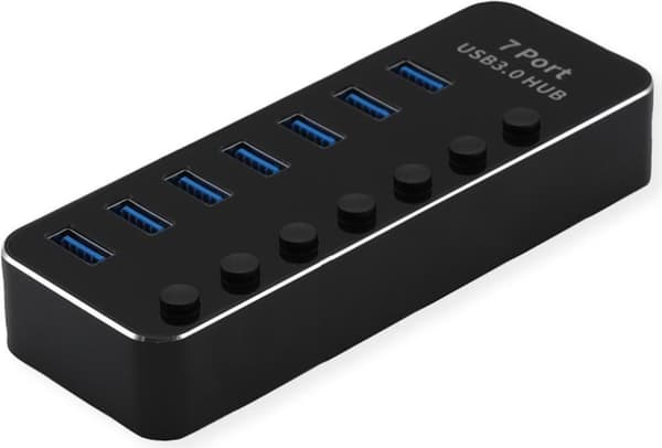 ROLINE USB3.2 Gen1 Hub, 7x A, portar individuellt omkopplingsbara (14.02.5057)