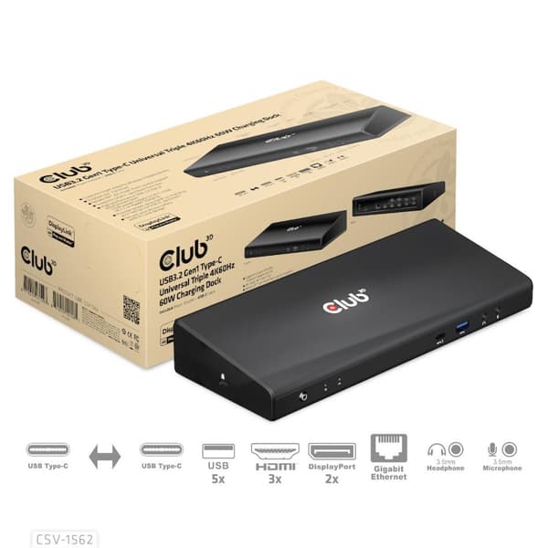 Club 3D Club3D 4K dockingstation USB3 TypC ->6xUSB3/DP/HDMI/LAN/Audio bl. detailhandel (CSV-1562)