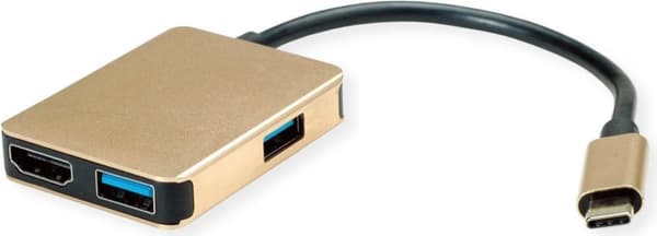 Roline GOLD USB Type C -telakointiasema, HDMI 4K, 2x USB 3.2 Gen 1, 1x PD