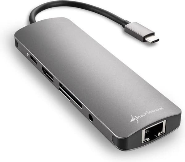 Sharkoon USB 3.0 Type C Combo Adapter Liitäntäkortti/sovitin HDMI,RJ-45,USB 3.0