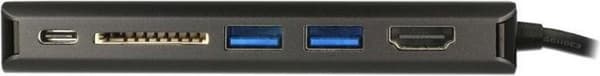 DeLOCK Premium USB-C - HDMI, 2x USB-A, USB-C PD, RJ45 ja SD/MMC-sovitin DP Alt Modella (4K 30 Hz) / musta - 0,15 metriä