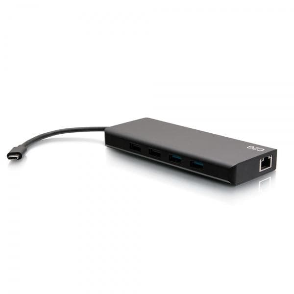 C2G USB-C 9-in-1 Dual Display -telakointiasema, jossa HDMI, Ethernet, USB, 3,5 mm:n ääni ja virransyöttö jopa 60 W - 4K 30 Hz (TAA-yhteensopiva) - Tel