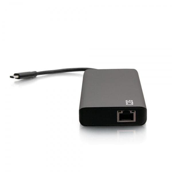 C2G USB-C 9-in-1 Dual Display -telakointiasema, jossa HDMI, Ethernet, USB, 3,5 mm:n ääni ja virransyöttö jopa 60 W - 4K 30 Hz (TAA-yhteensopiva) - Tel