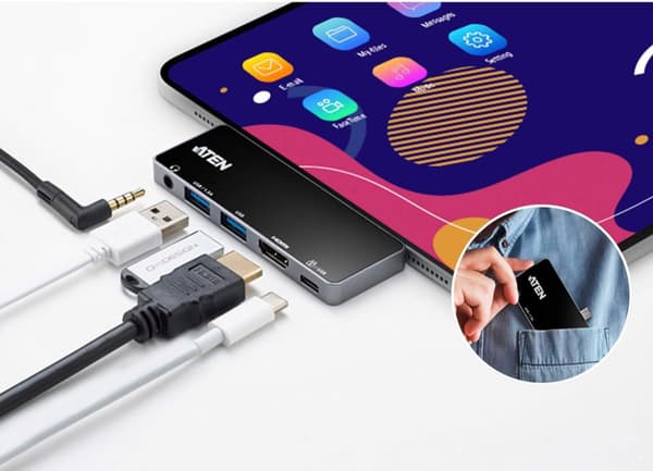 ATEN UH3238 Travel Dock - Dockningsstation - USB-C 3.2 Gen 1 / Thunderbolt 3 - HDMI