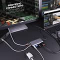 Miniatyrbild 5 av 5: LINDY 43323 USB 3.2 Typ C Laptop Mini Dock - 4K HDMI & DP, PD 3.0 100W, USB 3.2, Gigabit Ethernet, SD, Audio, Vit och Brun