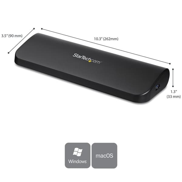StarTech.com Universal USB3.0 Dockningsstation för bärbar dator - Dual Video HDMI - DVI - VGA med ljud och Ethernet - USB-dockningsstation - 10 Mb LAN